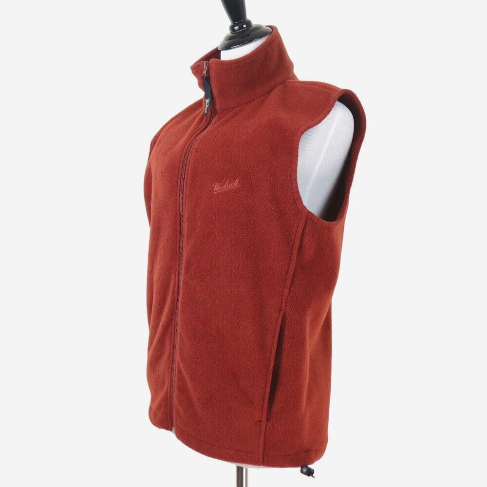 Woolrich Mens S Full Zip Fleece Vest Sweater Brick Burnt Orange
